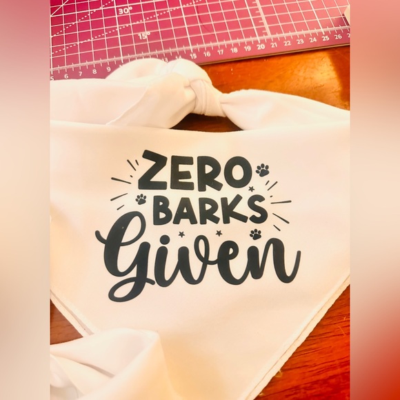 Handmade Other - Zero Barks Given Dog Bandana - White